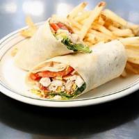 Grilled Chicken Wrap · grilled chicken breast, cheddar, bacon, lettuce, tomato with ranch in a flour tortilla