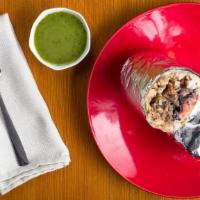 El Camión Burrito · Large flour tortilla filled with your choice of carne (meat), rice, black beans, sour cream,...
