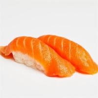 Salmon Nigiri · Two pieces.