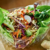 Chinois Salad (Cal 55) · Seasonal mixed greens, red onions, radishes, carrots, red cabbage, cucumber, falafel crumble...