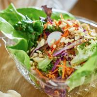 Q Green  (Cal 30) · Seasonal mixed greens, red onions, radishes, carrots, red cabbage, cucumber, falafel crumble...