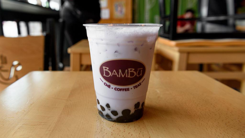 Taro Milk Tea · Note: This drink does not automatically come with toppings. If you want toppings, you would have to select which one(s) you want. Thank you.