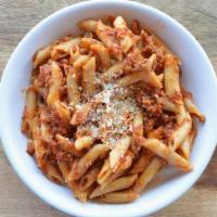 Cortonese · Tuscan meat sauce and penne pasta.