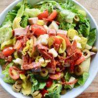 Antipasta Salad · Salami, ham, pepperoni, provolone, green olives, artichokes, roasted red peppers, pepperonci...