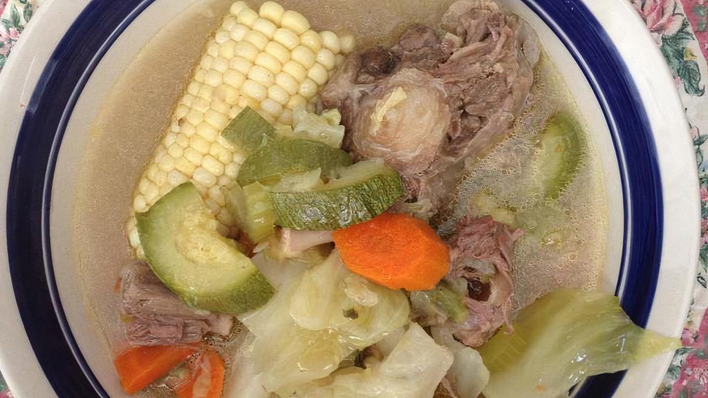 Caldo De Res · Caldo de res is almost comparable to beef stew. It is a soup with a piece of beef and veggies that include, zucchini, potato, carrots, and cabbage.