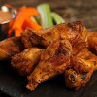 Traditional Cajun · 8 Cajun dry rub wings (mild heat), served with carrots & celery and a choice of blue cheese,...