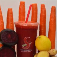 Liver-Ton (24 Oz.) · 24 oz. fresh pressed juice with beet, carrot, lemon, and ginger.