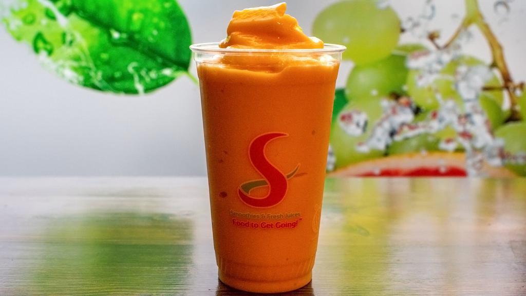 Mango Love · 22 oz. smoothie with strawberry, mango, pineapple juice, and cranberry juice.
