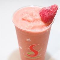 Banaries · 22 oz. smoothie with real fruit of banana and strawberry, and 100% fruit juice of apple juic...
