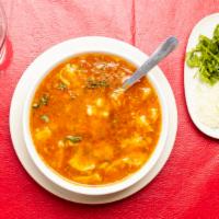 Menudo · Soup of the champions
The best menudo soup made it with honeycomb beef tripe, dried guajillo...