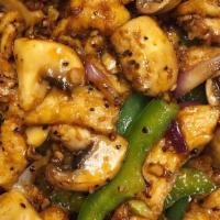Black Pepper Chicken · Hot. Tender white meat chicken with onions stir fried in a black pepper sauce.