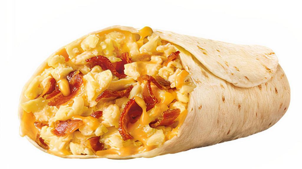 Bacon Breakfast Burrito · Kick start your morning with the same SONIC goodness of a simple breakfast burrito. Scrambled eggs, melty cheddar cheese and crispy bacon, all wrapped up in a warm flour tortilla.