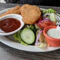 House Salad · Fresh mixed greens, sliced cucumber, sliced red onion & tomato wedges. Your choice of dressi...