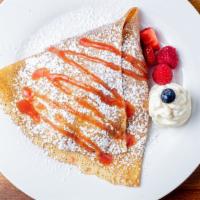 Mixed Berry & Pastry Cream · Deliciously fresh raspberries, strawberries, and blueberries tucked away in a sweet crêpe an...