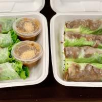 Fresh Grilled Pork Rolls (2 Pcs) · Fresh rolls wrapped with rice paper; filled with basil, lettuce, Grilled Pork, crunchy roll,...