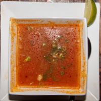 Sopa De Fideo · Mexican noodle soup prepared in tomato base and chicken broth, sweet corn, lime juice, and f...