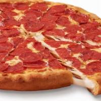 Extramostbestest Stuffed Crust Pepperoni · Large round pizza with more Pepperoni and Cheese than our Classic pizza, plus a ring of chee...