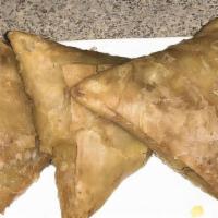 Meat Samosa (2 Pieces) · Ground lamb with Indian spices and herbs.