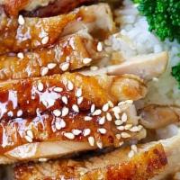 Chicken Teriyaki · Boneless juicy chicken. Served with teriyaki sauce and sesame seeds.
