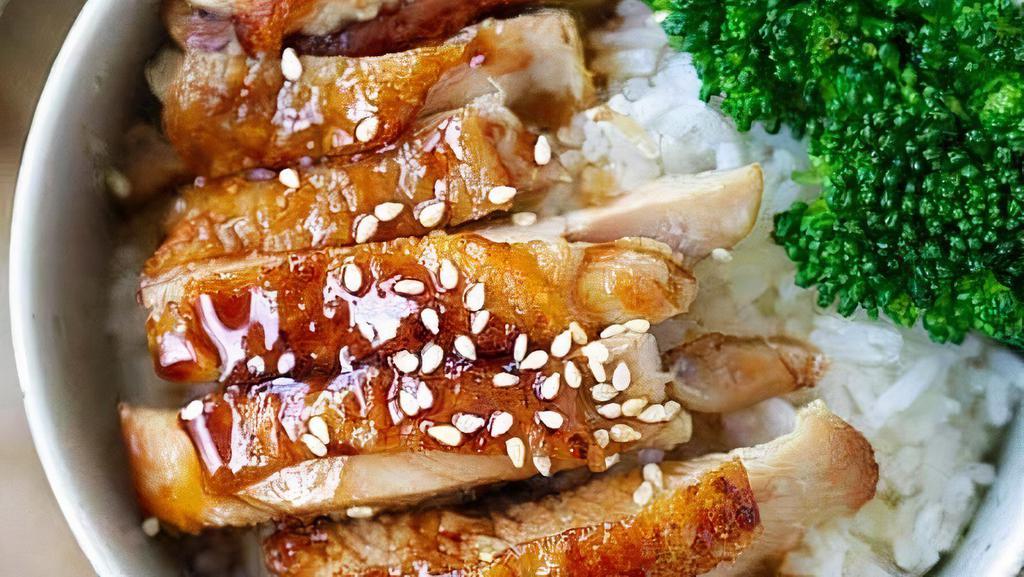Chicken Teriyaki · Boneless juicy chicken. Served with teriyaki sauce and sesame seeds.