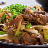 Bulgogi Beef · Tender Korean style beef. Served with steamed rice.