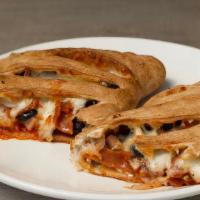 House Calzone · Pepperoni, ham, Italian sausage, mushrooms and black olives.