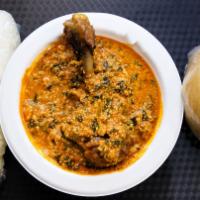 Egusi Soup · Egusi soup is a soup thickened with ground seeds, seasonings, water, spinach vegetable leave...