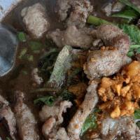 Boat Noodle  Beef · Rice noodle, bean sprouts, green onion, cilantros, basil, morning garlic, pork liver, pork m...