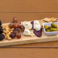 Cheese Board · beemster cheese, bleu cheese, honey thyme goat cheese, blueberry bacon jam, tangerine & chil...