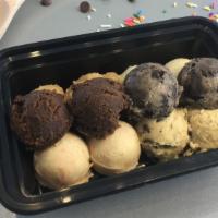 Sampler Pack · Two bite-sized scoops of each of six flavors – chocolate chip, sugar, cake batter, cookies, ...