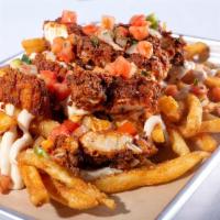 Dirty Bird Loaded Fries · WOW! Get ready to enjoy a large side of fries, queso blanco sauce, with 6oz of Nashville Hot...