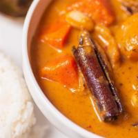 Massaman Curry · Dairy free, gluten free. Vegan.  Mussaman curry paste cooked in coconut milk with spices, ca...