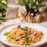 Basil Fried Rice · Jasmine rice stir-fried with onion, bell pepper, garlic and basil with choice of protein.