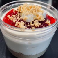 Strawberry Cheesecake Jar  · Our Original Cheesecake topped with glazed strawberries and vanilla crumble.