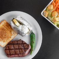 Sirloin Steak · Nine ounce. Very low in fat and lean in cut. Served with Texas toast, jalapeno or a choice o...