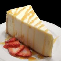 Cheesecake · Classic New York cheesecake drizzled with caramel.