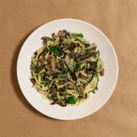 Mushroom Zoodles · Zucchini noodles in a rich cream sauce with mushrooms and fresh Parmesan cheese.