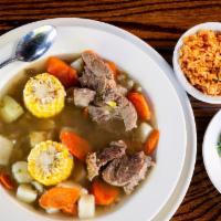 Caldo De Res · Our's Mom's heritage. Chunky beef and vegetable stew with a touch of heat.