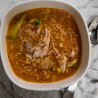 Chicken Tortilla Soup · Traditional Mexican soup made with rich chicken broth and shredded chicken and vegetables, t...