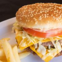 Double Cheese Burger · Lettuce, tomato, dressing, cheese and mayo