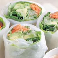 Spring Roll / Summer Roll (2Pc) · 2 pieces. Hand made with lettuce, carrots, avocado, cucumber wrapped with rice paper.