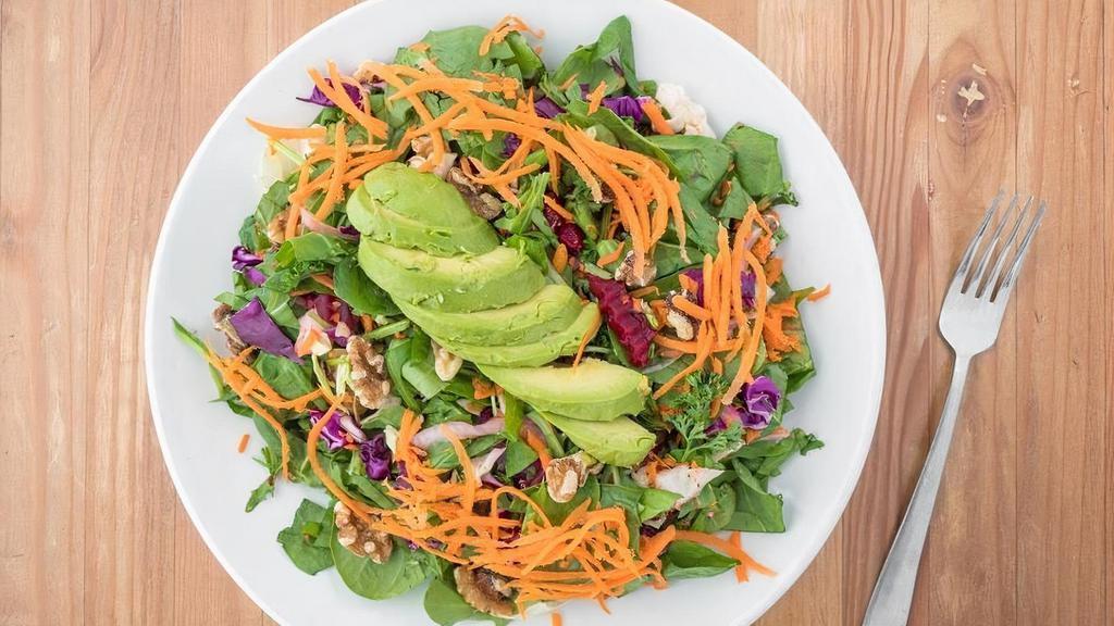 Emma'S Detox · Spinach, cabbage, arugula, pickled onions, beets, sunflower seeds, carrots, radish,  avocado, garden ranch dressing. Salads will have dressing on the side, wraps will be tossed with dressing.