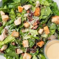 Chicken Caesar Family · Romaine, seared chicken, bacon, croutons, parmesan, caesar dressing
