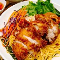 Gai Tod Noodles (Thai- Fried Chicken) · Hand battered Thai Style deep-fried chicken with stir-fried noodles served with our homemade...