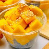Mango Sticky Rice Cup · Our homemade seasonal dessert. Made with sticky rice, fresh sweet mango and coconut milk. Sp...