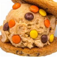 Cookie Dough Sandwich · Two baked cookies with a scoop  of cookie dough or ice cream.

Ice cream not available for d...