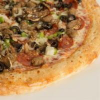 Combo Pizza · Pepperoni, Italian sausage, onion, green pepper, mushrooms and black olives.