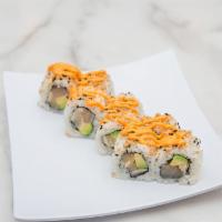 Spicy Albacore Roll · Spicy. Spicy albacore mixed, avocado, green onion, and topped with sesame seeds.