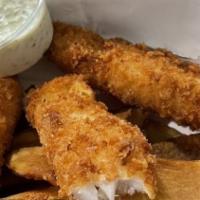 Cod & Chips · From Alaska, wild-caught, mild flavor and flaky texture.