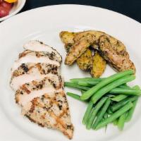 Roasted Chicken Breast · green beans. potatoes